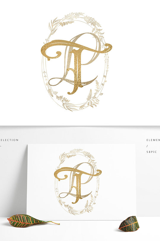 唯美花纹欧式字母TL婚礼logo设计矢量