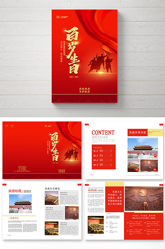 红色大气百岁生日建党宣传册