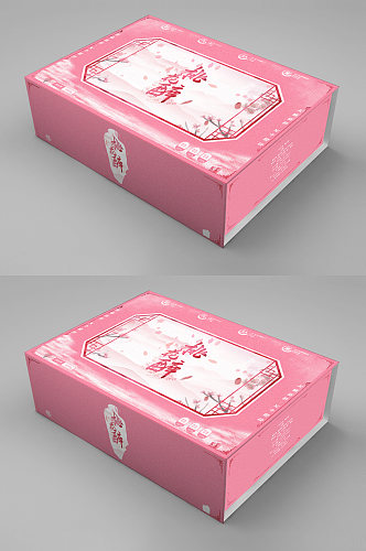 粉色桃花醉酒美味新鲜礼盒包装盒