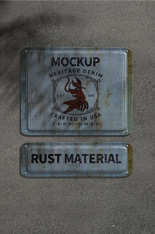 原创3d复古生锈金属板logo样机