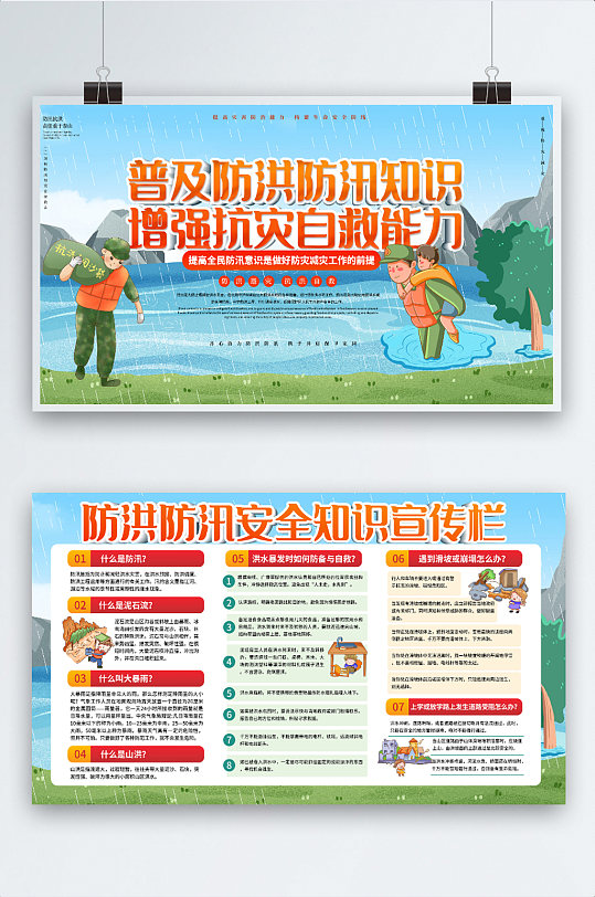 防洪防汛抗灾科普宣传内容型展板