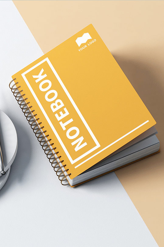 翻开活页记事本笔记本封面效果展示样机-众图网