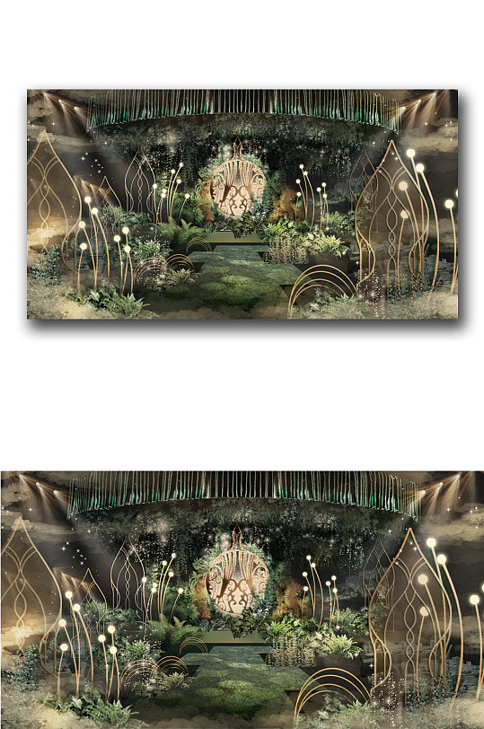 绿色森系丛林婚礼效果图-众图网