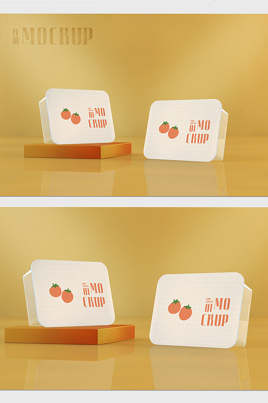 蔬菜水果食物透明包装标贴设计展示样机