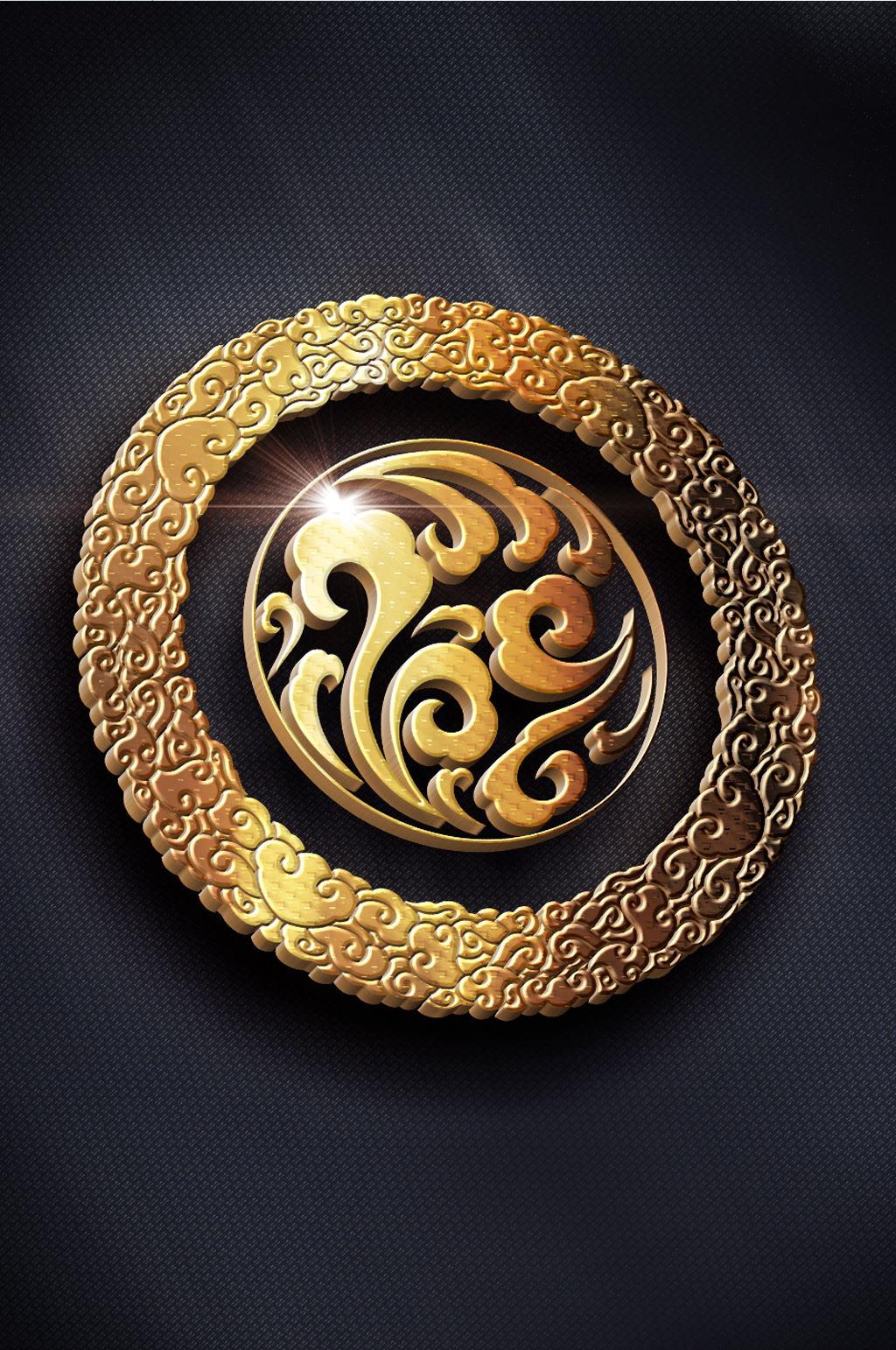 黄金质感的3D效果logo样机素材
