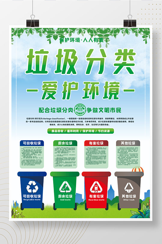 爱护环境垃圾分类环保海报