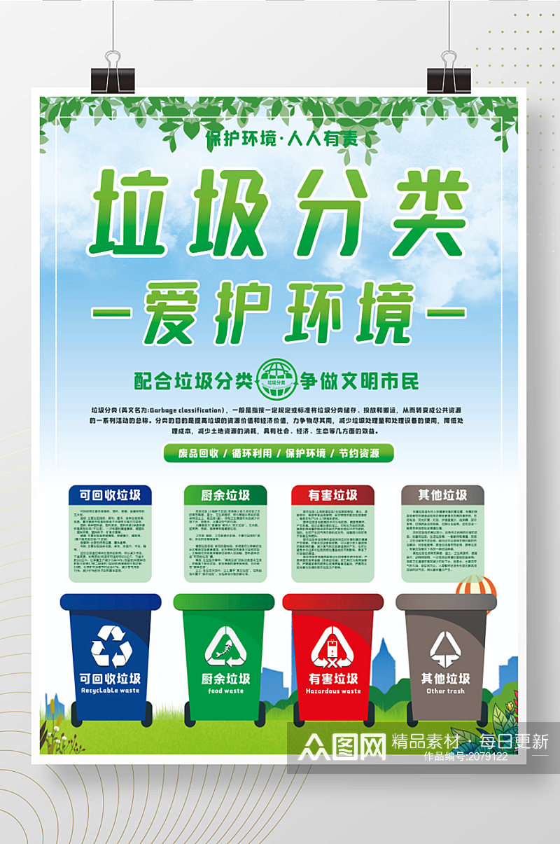 爱护环境垃圾分类环保海报素材