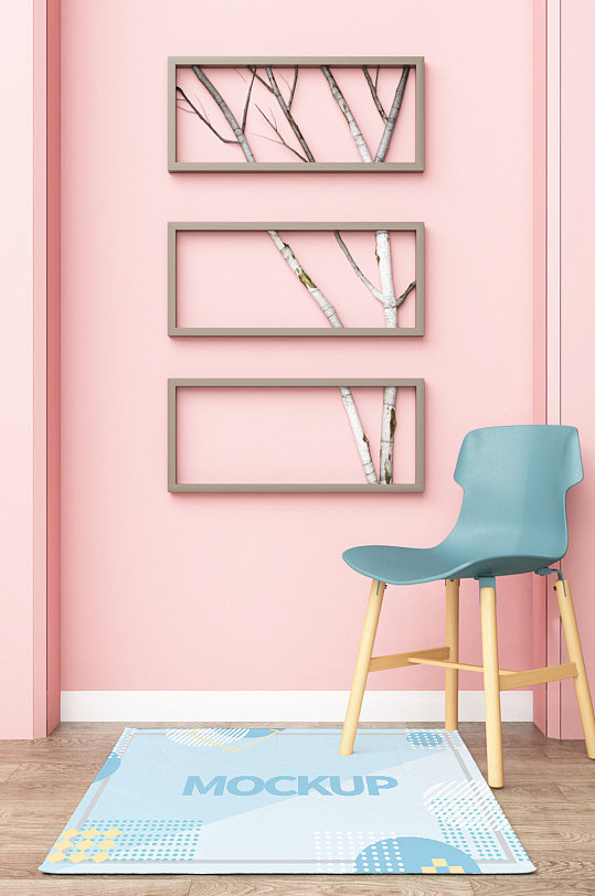 简约文艺小清新地毯样机-众图网