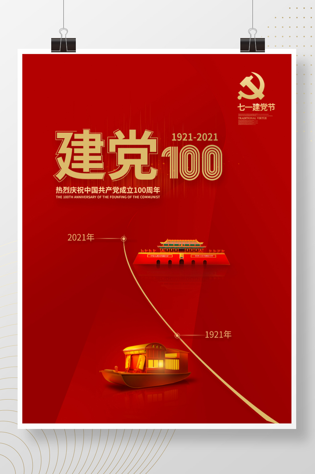 建党100周年诞辰海报素材