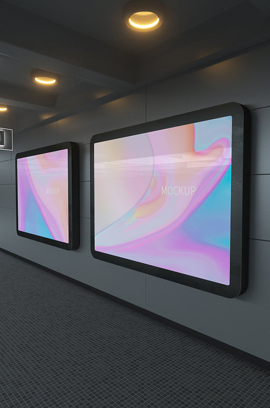 地铁站广告屏幕样机立即下载地铁站海报样机立即下载人脑英文字母地铁