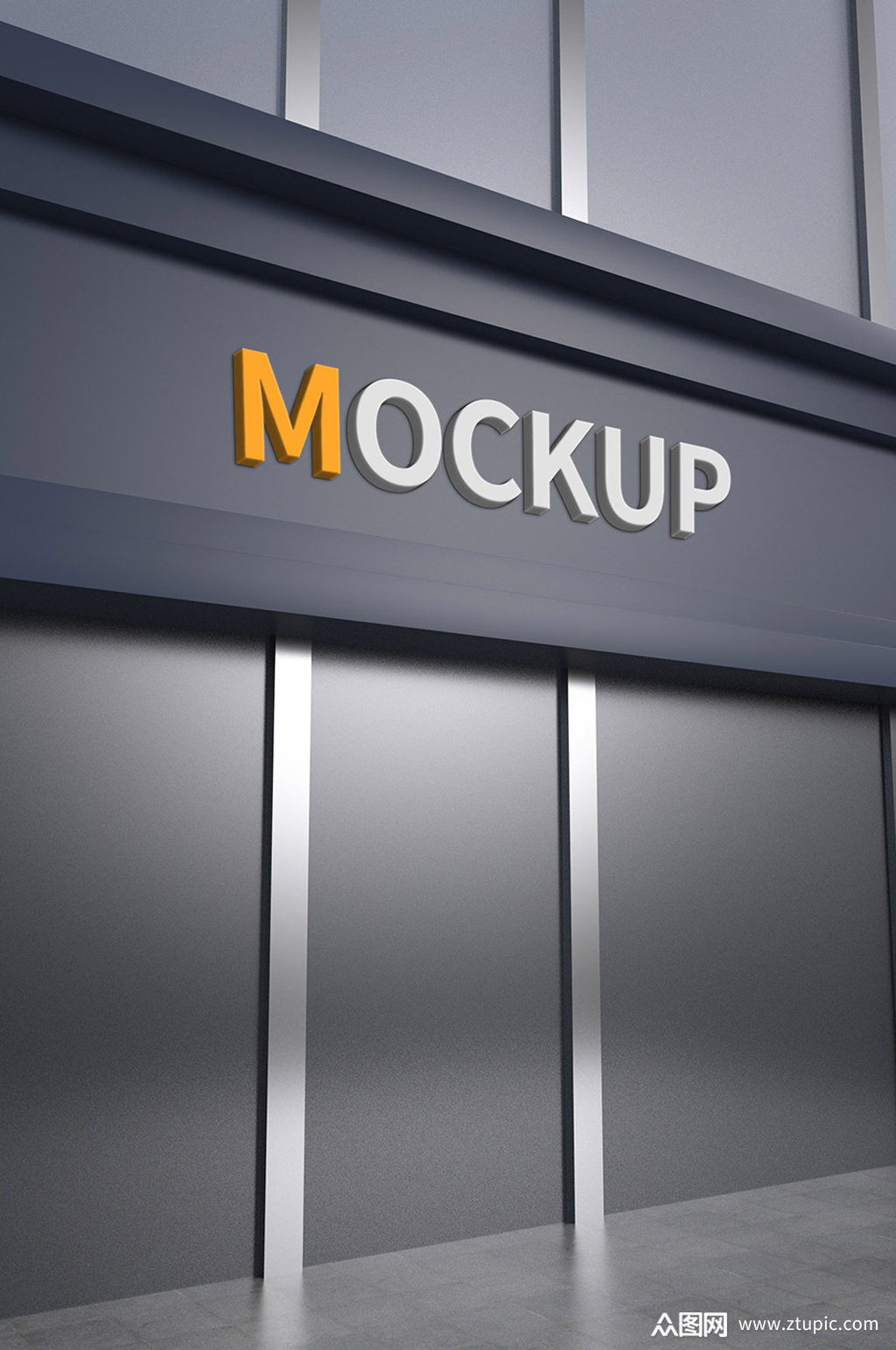 原创c4d门店立体效果标志logo样机模板下载-编号2164303-众图网