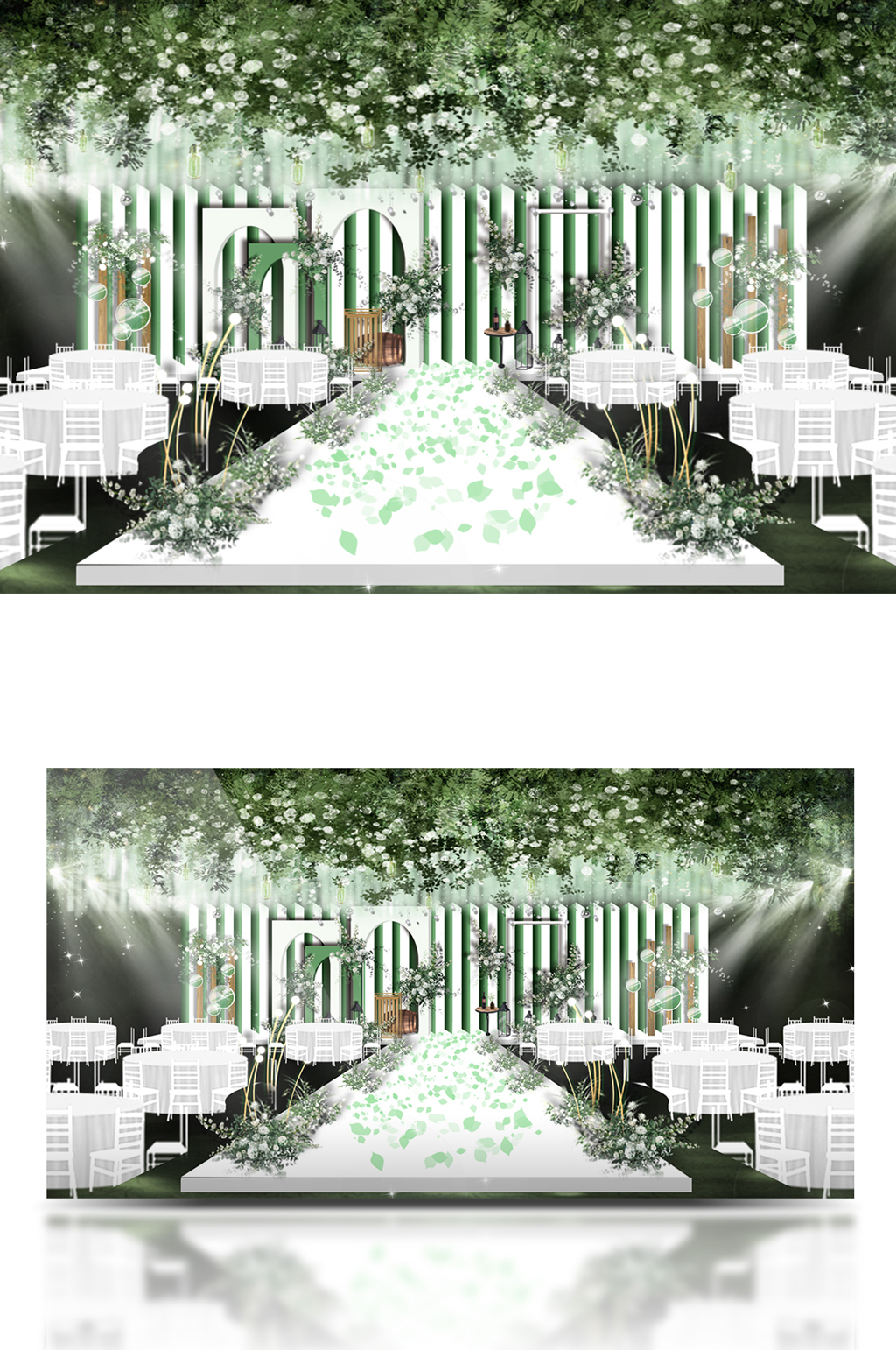 白绿简约浪漫婚礼效果图素材