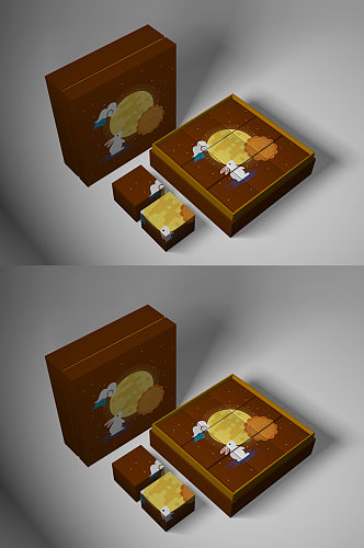 天地盖月饼模型高档礼盒高端包装盒样机素材