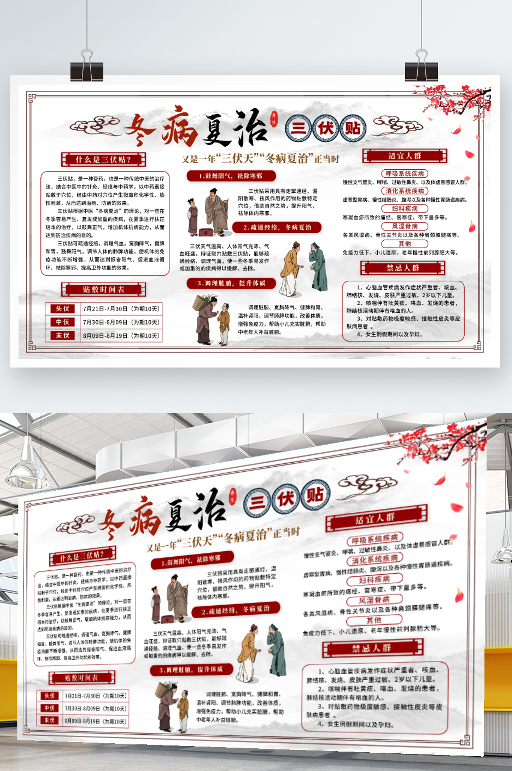 中医医院 中医三伏天三伏贴养生宣传展板素材