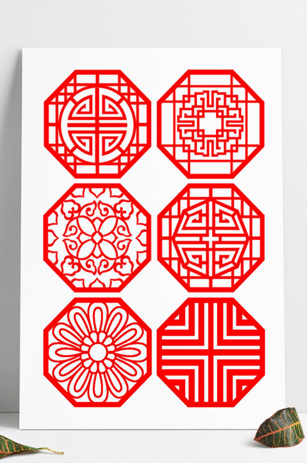 中国风中式圆形花窗素材