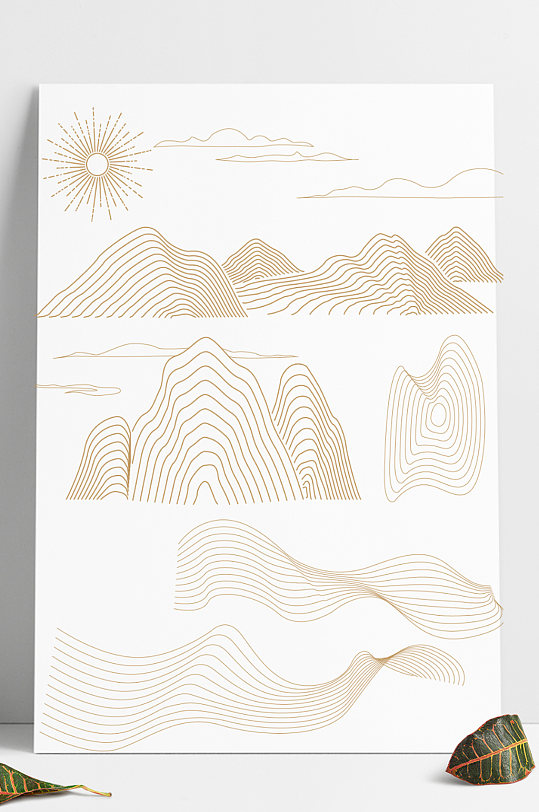 山水线条中国风矢量装饰科技抽象式底纹背景元素