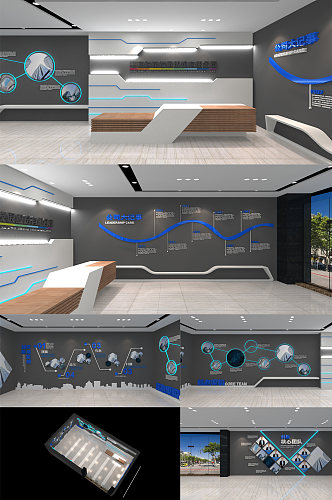 3D数字展厅科技企业展馆科技文化墙宣传栏