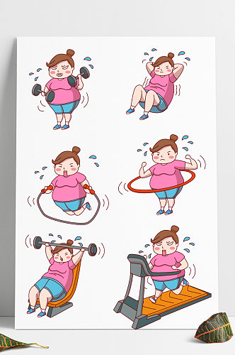 健身房减肥锻炼运动的肥胖女孩