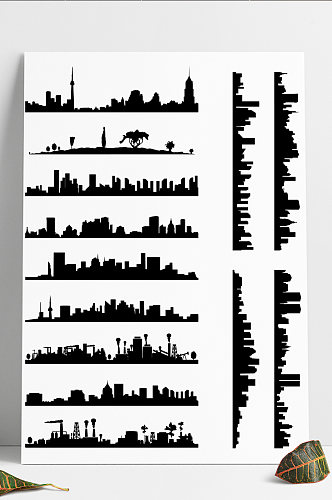 城市建筑明珠塔上海矢量图剪影AI背景装饰