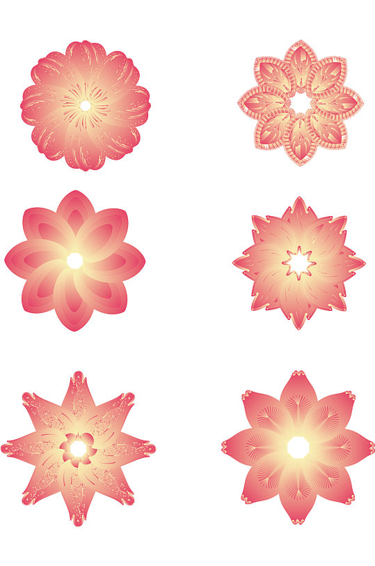矢量花渐变花装饰画元素