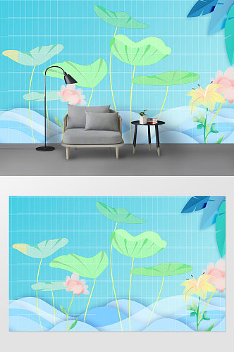 插画植物手绘热带背景墙