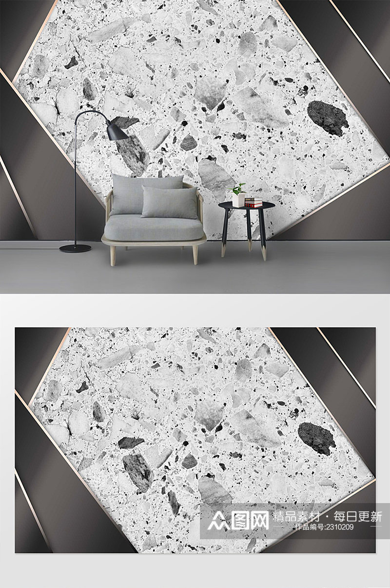 黑白风格大理石背景墙素材