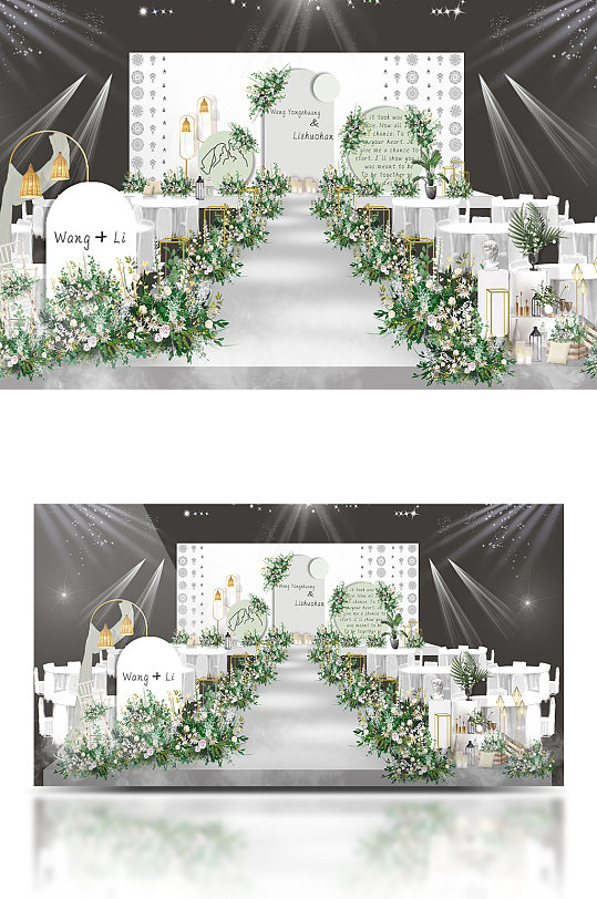 韩系薄荷绿婚礼效果图图片-众图网