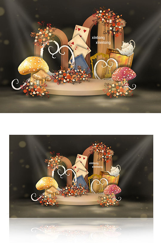 婚礼效果图森系小舞台咖爱丽丝主题-众图网