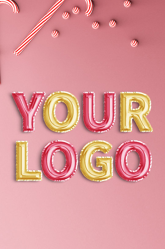 金属铝箔气球文字体特效logo样机-众图网