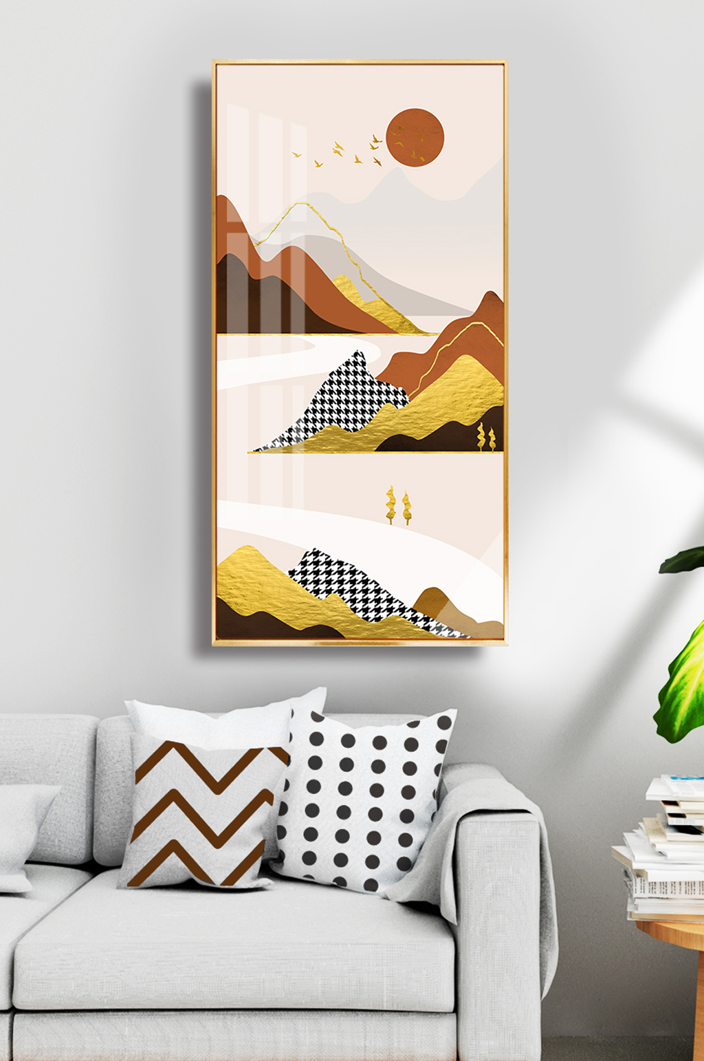 金箔山水风景装饰画素材_金箔山水风景装饰画模板_金箔山水风景