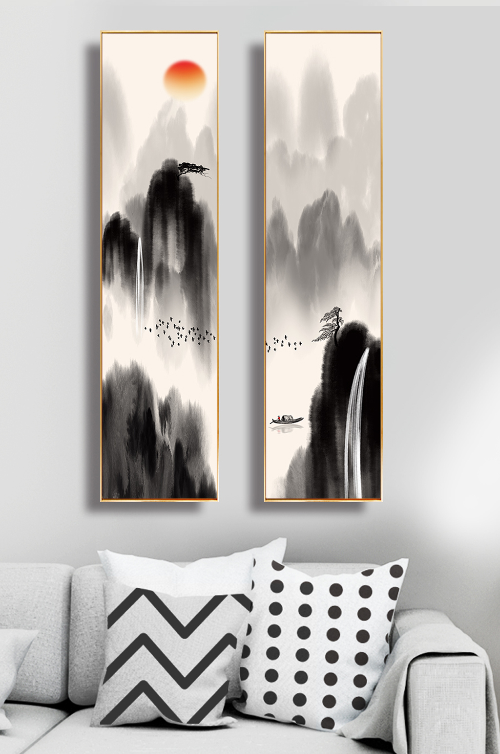 水墨已经山水风景客厅装饰画素材