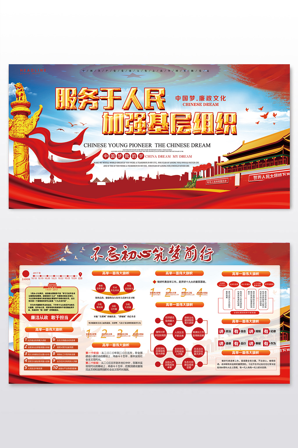 服务于人民加强基层组织党建宣传展板素材