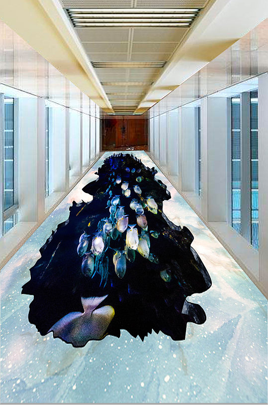 3D鱼群唯美海洋世界3D地板画-众图网