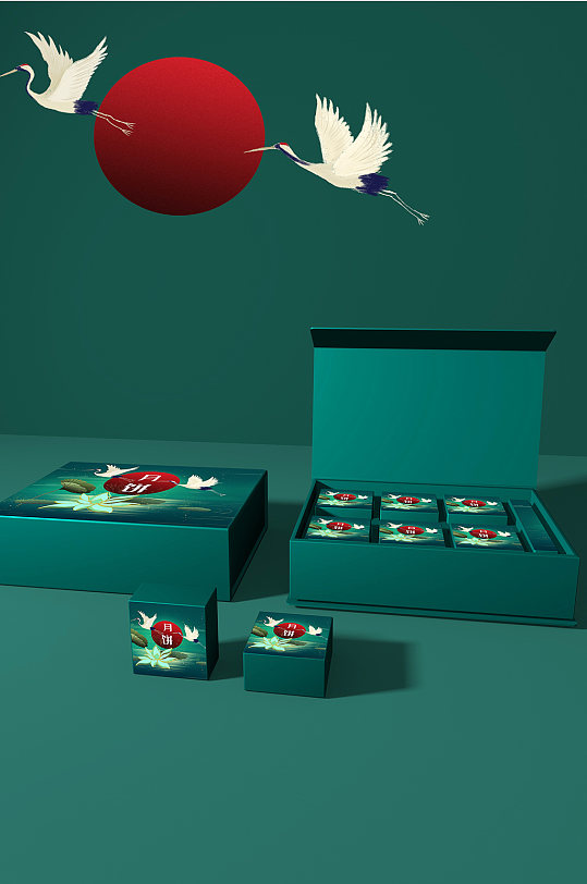 中秋月饼高档礼盒食品包装智能样机模板素材