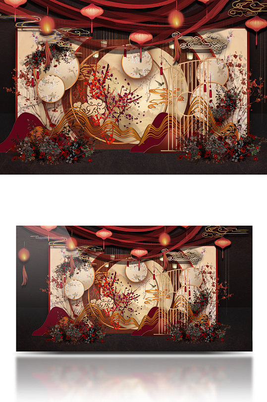 江南风中式婚礼效果图-众图网