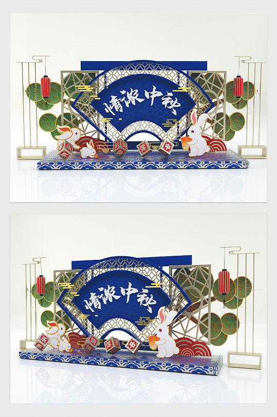 C4D中秋节布置商业美陈-众图网