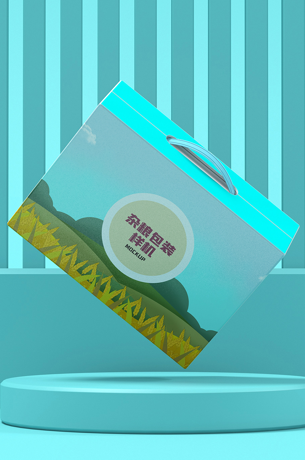 原创3D杂粮包装礼盒样机素材