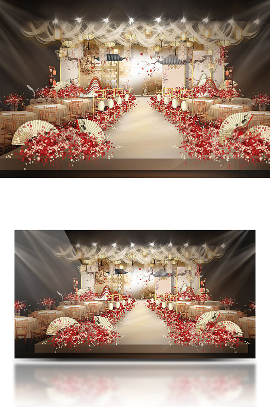 江南风新中式婚礼效果图-众图网