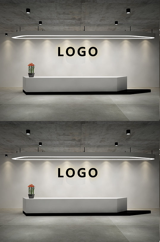 个性办公室大堂接待台前台-众图网