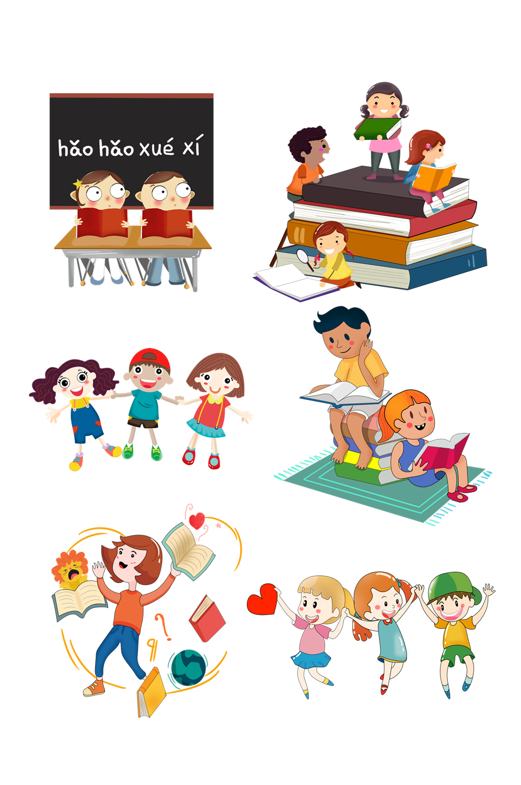可爱的卡通小学生素材素材
