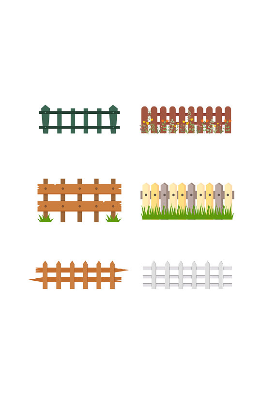 矢量篱笆木栏设计元素