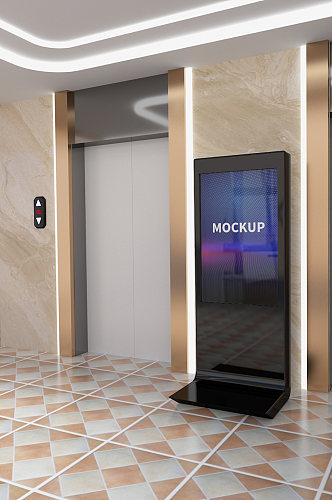 原创场景电梯口大厦LED广告液晶屏样机
