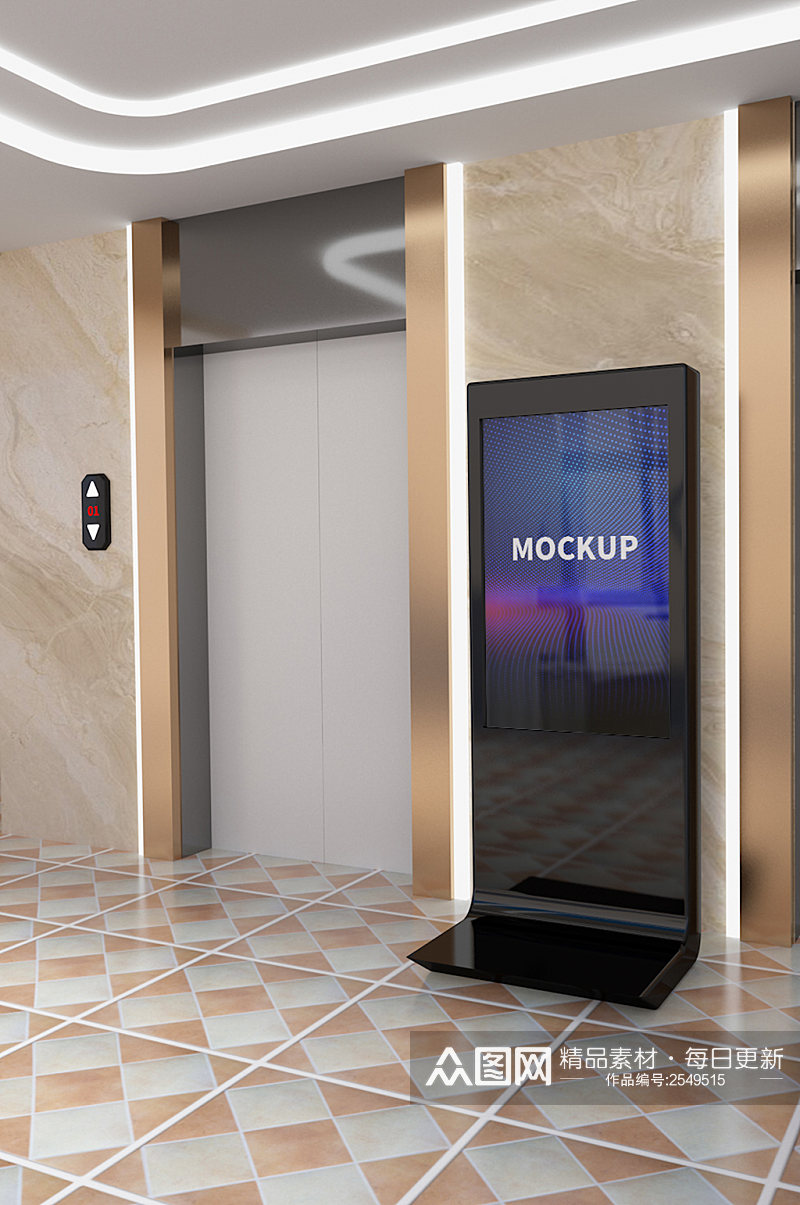 原创场景电梯口大厦LED广告液晶屏样机素材