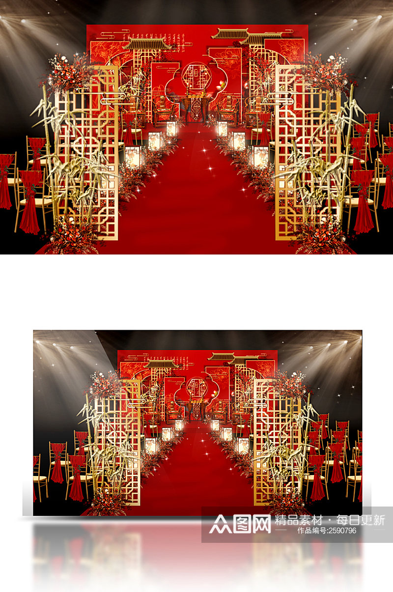 红色中式婚礼新中式婚礼素材