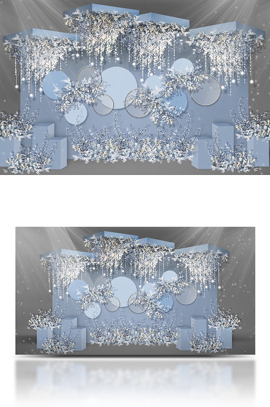蓝婚礼迎宾区小清新效果图吊顶-众图网