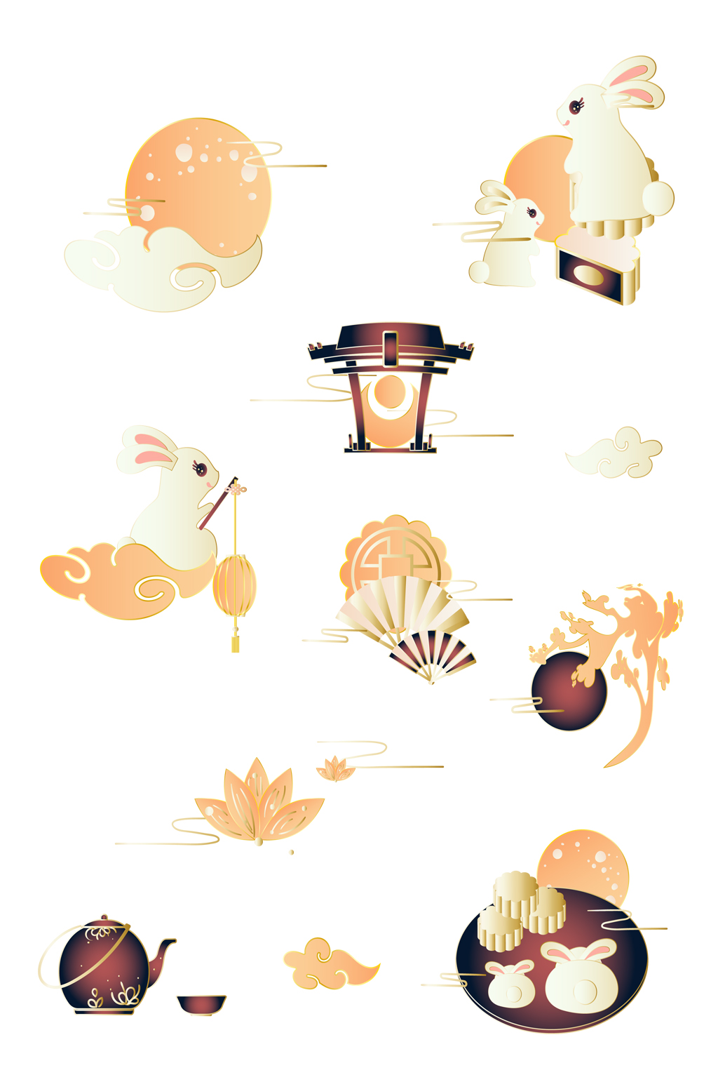 中秋小元素小图案小图标矢量素材