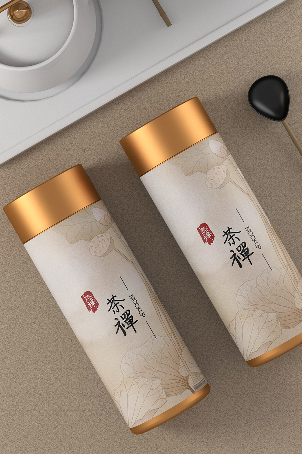 原创3D茶叶筒样机素材