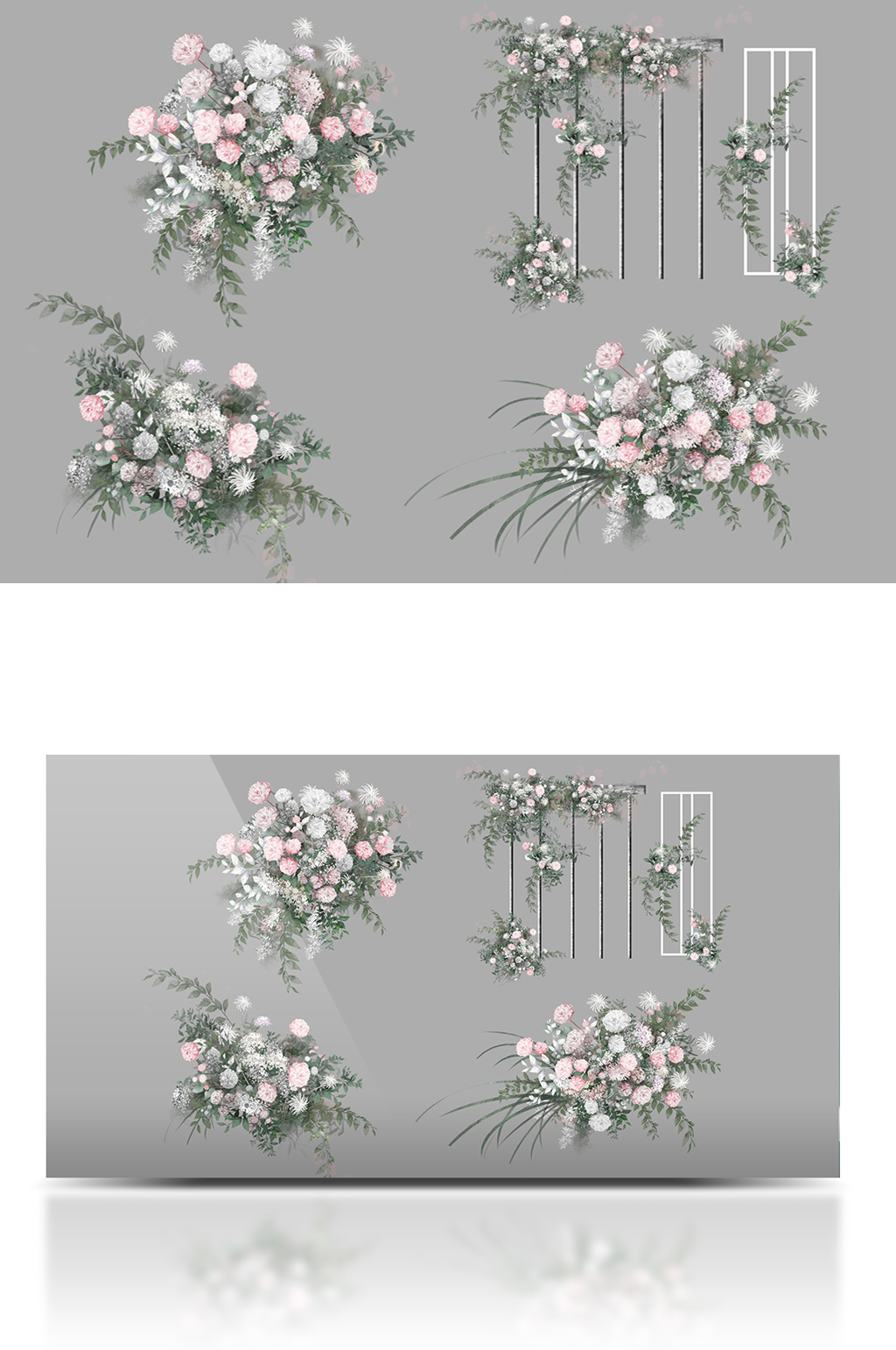 白色粉色婚礼花艺素材