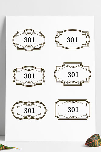 欧式复古花纹边框门牌号标题框文本框标签