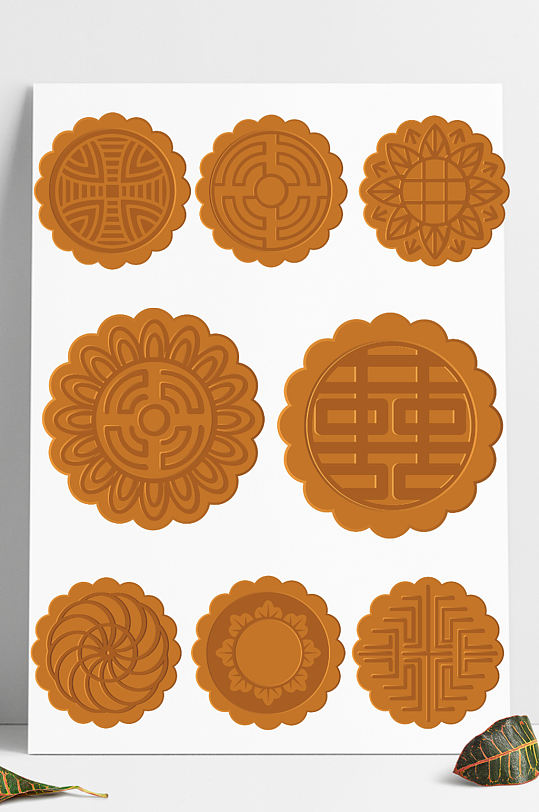 中秋节矢量各种月饼中式月饼图案元素